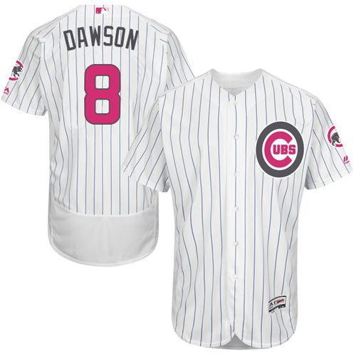 Cubs #8 Andre Dawson White(Blue Strip) Flexbase Authentic Collection Mother's Day Stitched MLB Jersey